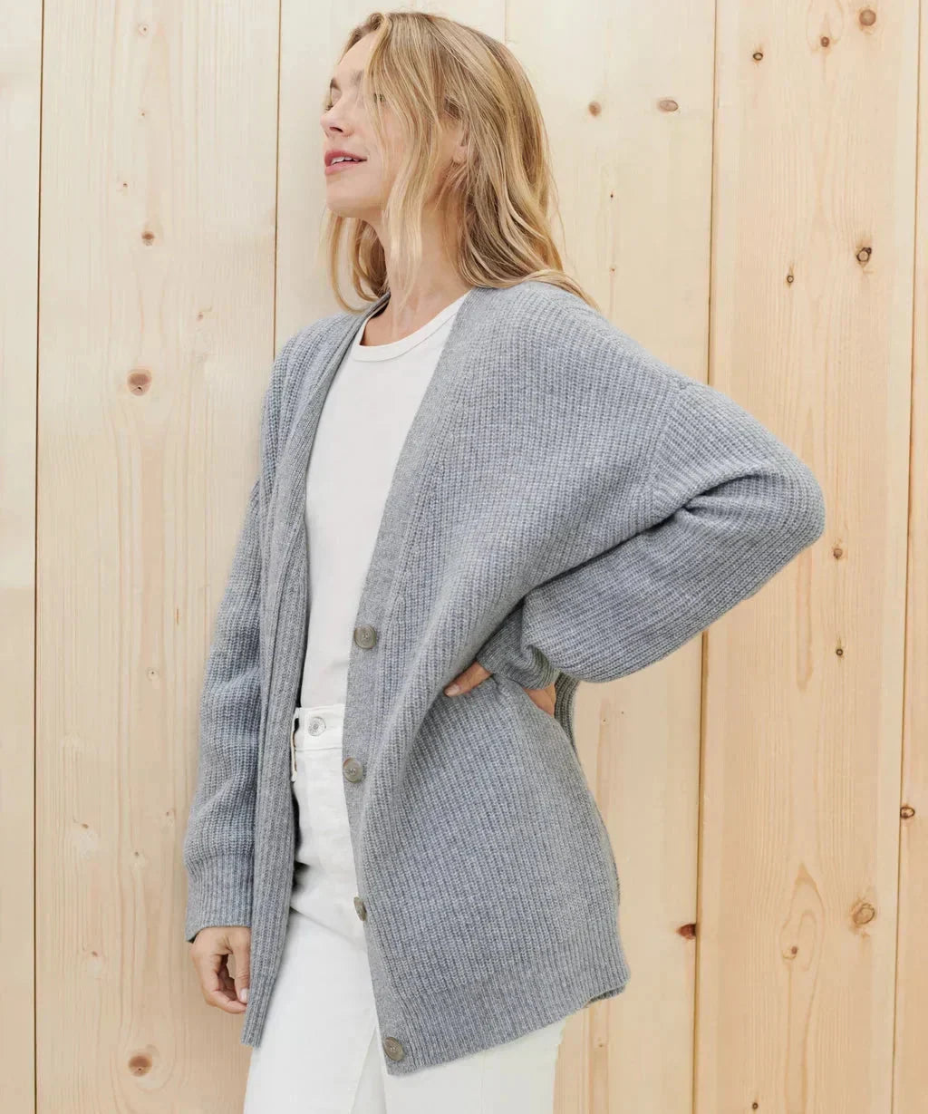 Cozy, Large Grey Knit Cardigan for Women - Perfect Spring Sweater
 - ModishWorld