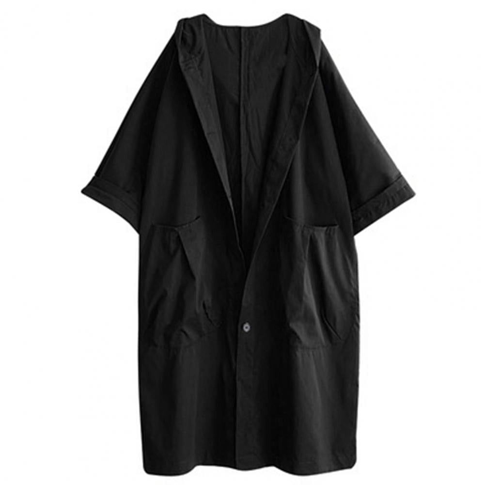 Black Hooded Trench Coat for Women - Casual & Oversized Streetwear
 - ModishWorld