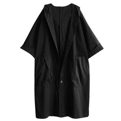Black Hooded Trench Coat for Women - Casual & Oversized Streetwear
 - ModishWorld