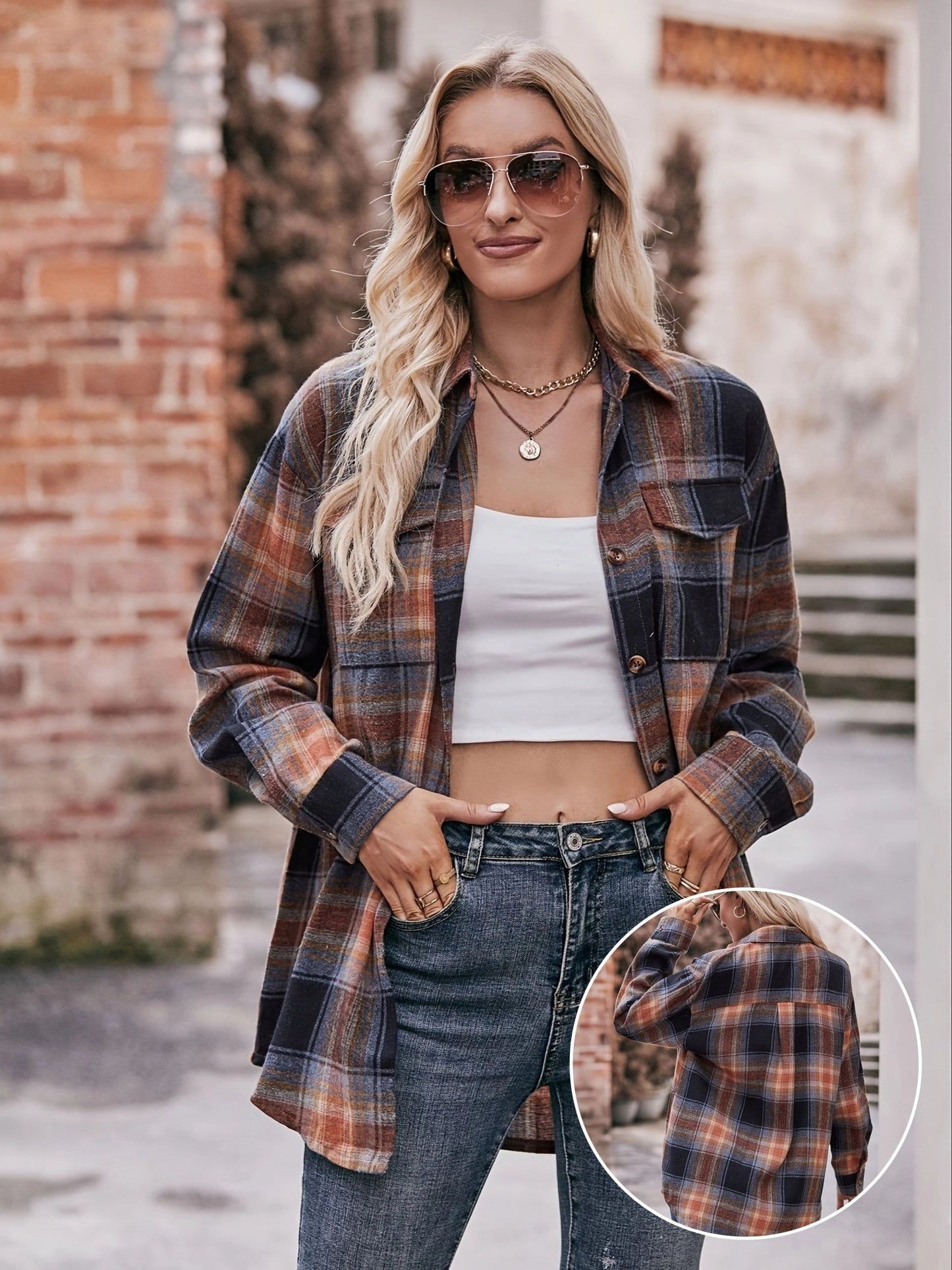 Women's Relaxed-Fit Plaid Shirt: Oversized, Vintage Style Autumn Wear
 - ModishWorld