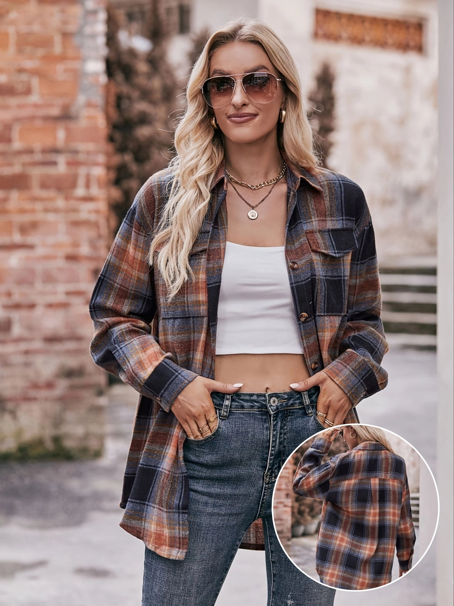 Women's Relaxed-Fit Plaid Shirt: Oversized, Vintage Style Autumn Wear
 - ModishWorld