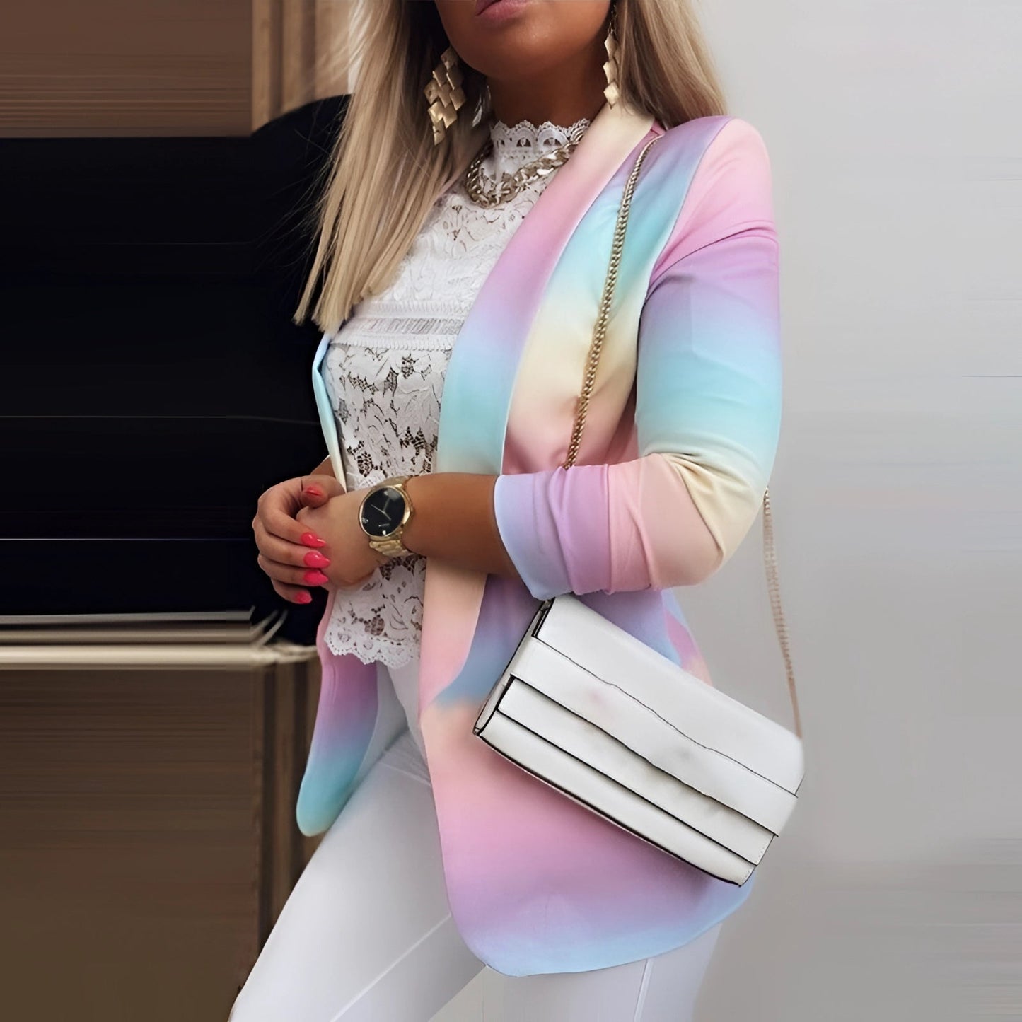 Stylish Pastel Gradient Blazer for Women's Spring
 - ModishWorld