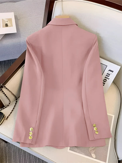 Elegant Pink Women's Blazer, Tailored Double-Button Cuffs for the Office
 - ModishWorld