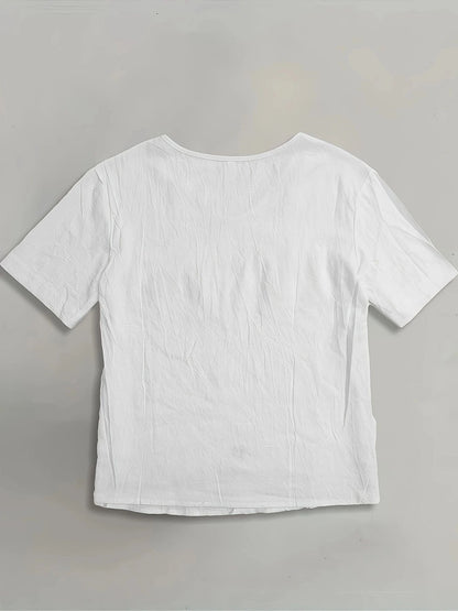 Women's Short Sleeve Cotton T-Shirt - White, Lightweight & Breathable
 - ModishWorld