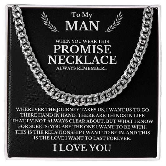Men's Romantic Silver Promise Necklace with Engraved Message
 - ModishWorld