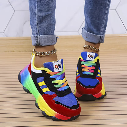 Multicolored Athletic Shoes with Rainbow Design for Casual Wear
 - ModishWorld
