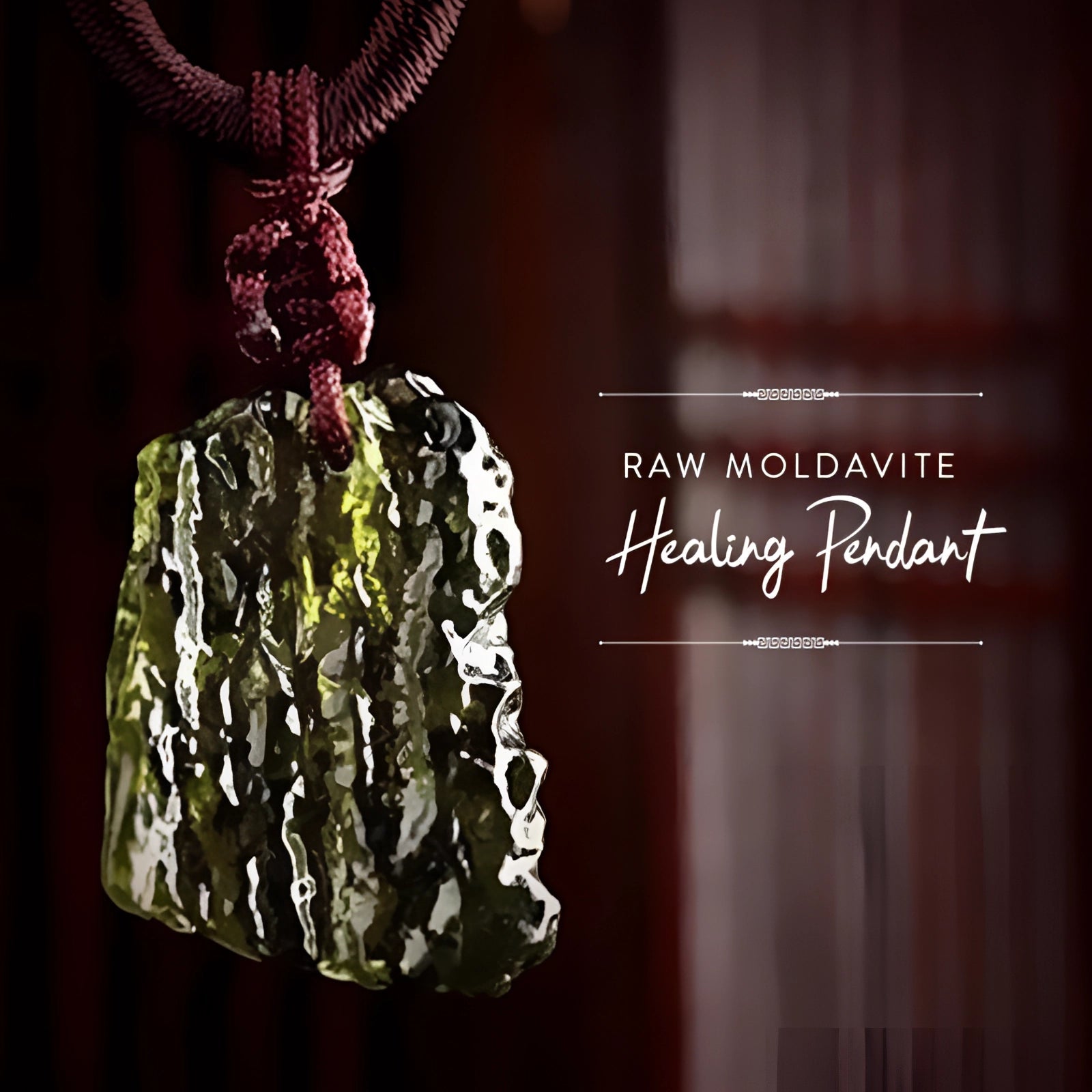 Green Tektite Necklace with Raw Moldavite Healing Pendant & Energy Crystals
 - ModishWorld