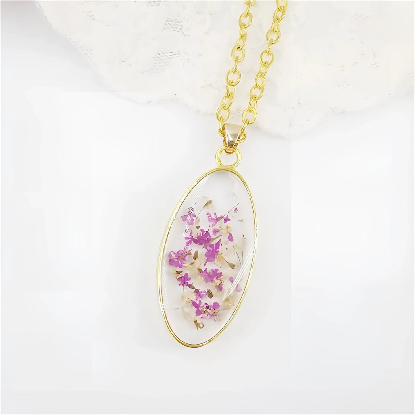 Forget-Me-Not Necklace with Real Flower Pendant in Resin
 - ModishWorld