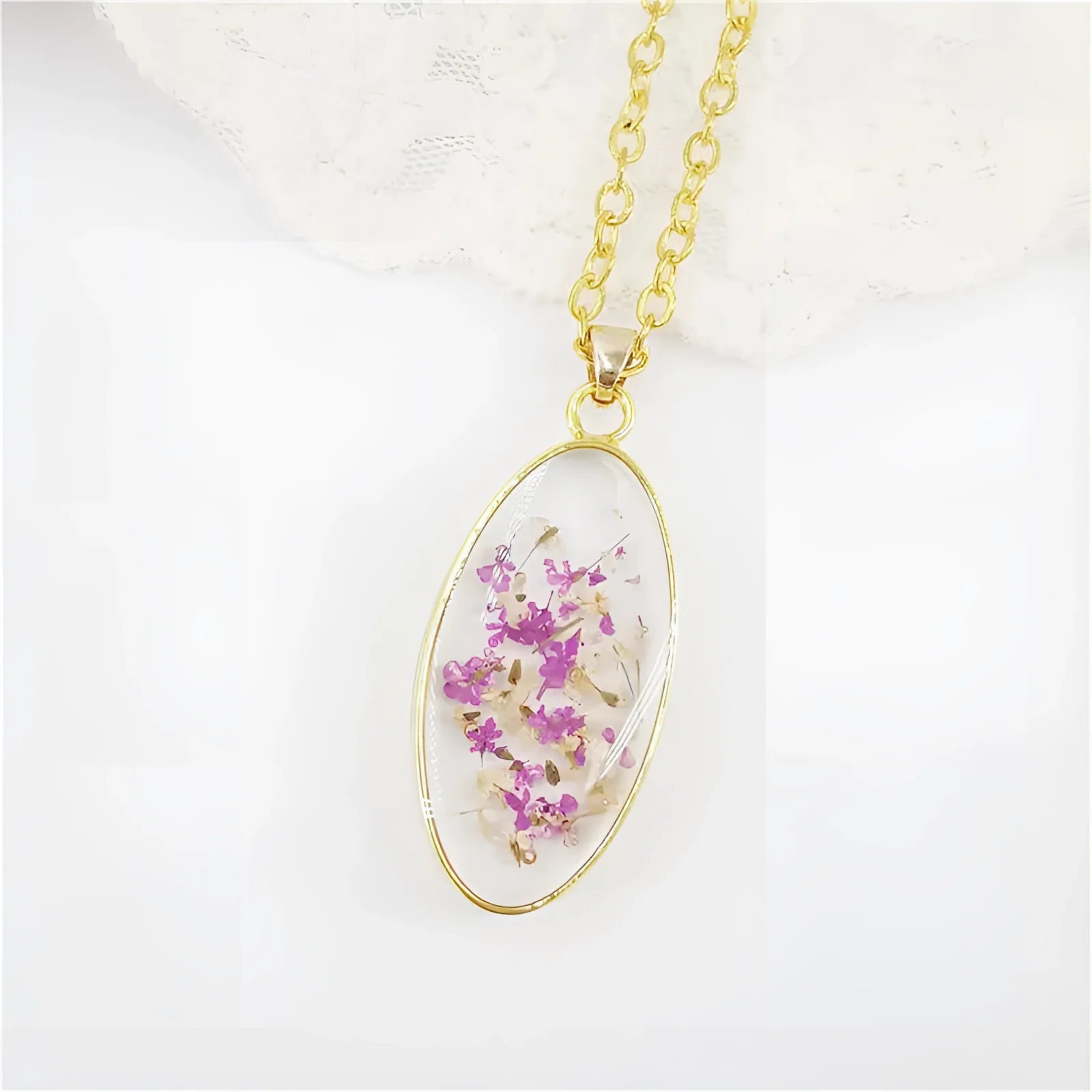 Forget-Me-Not Necklace with Real Flower Pendant in Resin
 - ModishWorld