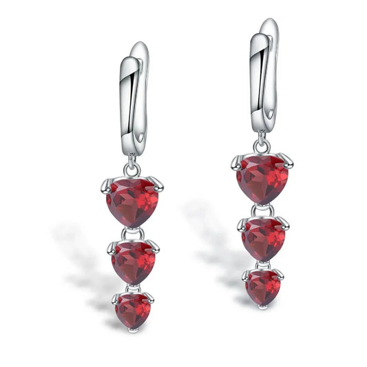 Pear-Shaped Ruby Drop Earrings in Sterling Silver with Red Gemstones
 - ModishWorld
