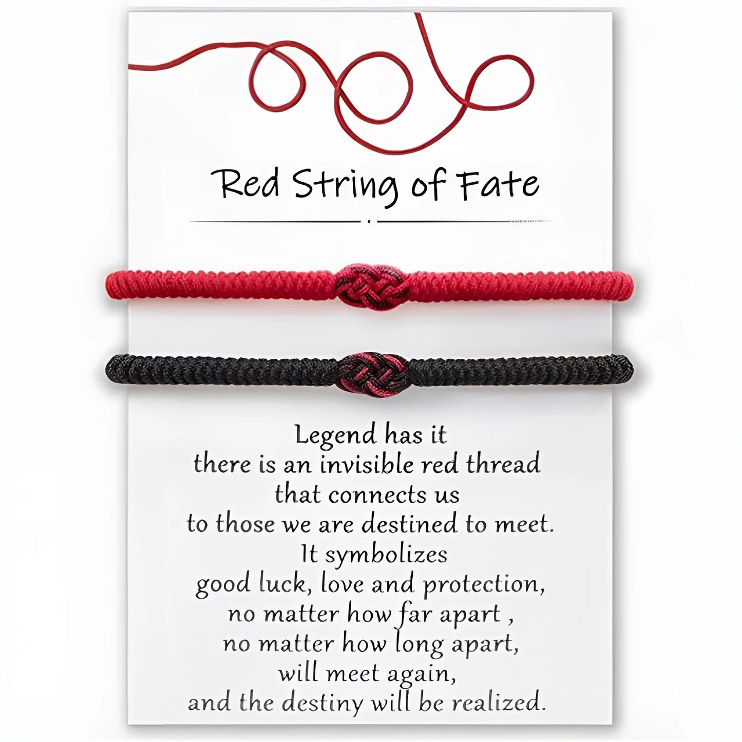 Matching Couple's Bracelets: Red String of Fate, Love Charm, Protective Amulet
 - ModishWorld