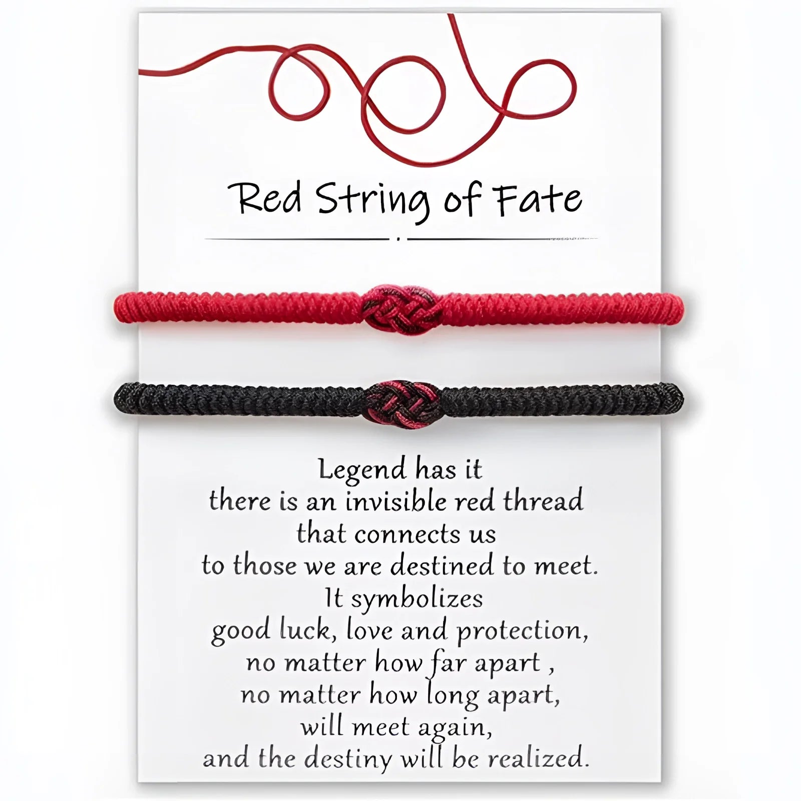 Matching Couple's Bracelets: Red String of Fate, Love Charm, Protective Amulet
 - ModishWorld