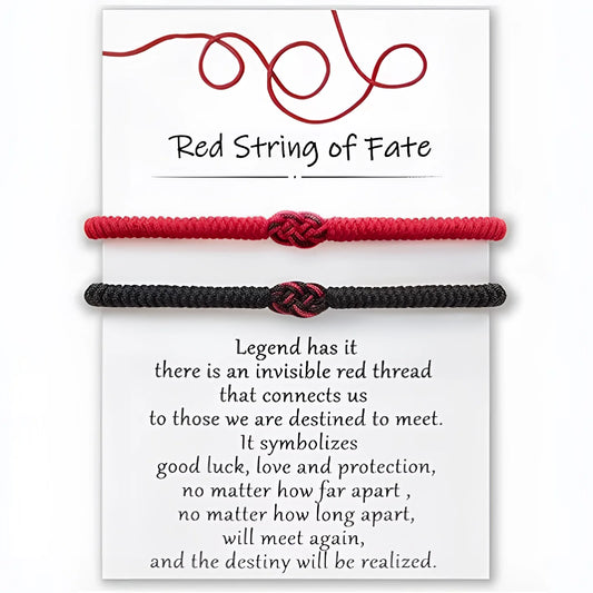 Matching Couple's Bracelets: Red String of Fate, Love Charm, Protective Amulet
 - ModishWorld
