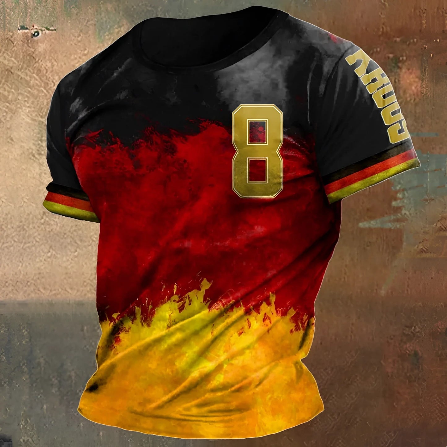 Men's Retro German Flag T-Shirt with Gradient Colors and Number 8
 - ModishWorld