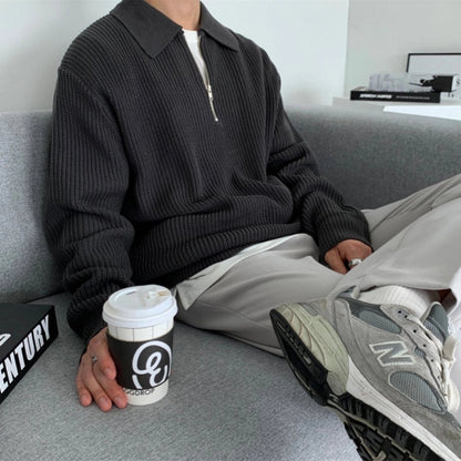 Cozy Ribbed Zip-Up Sweater for Urban Street Style
 - ModishWorld
