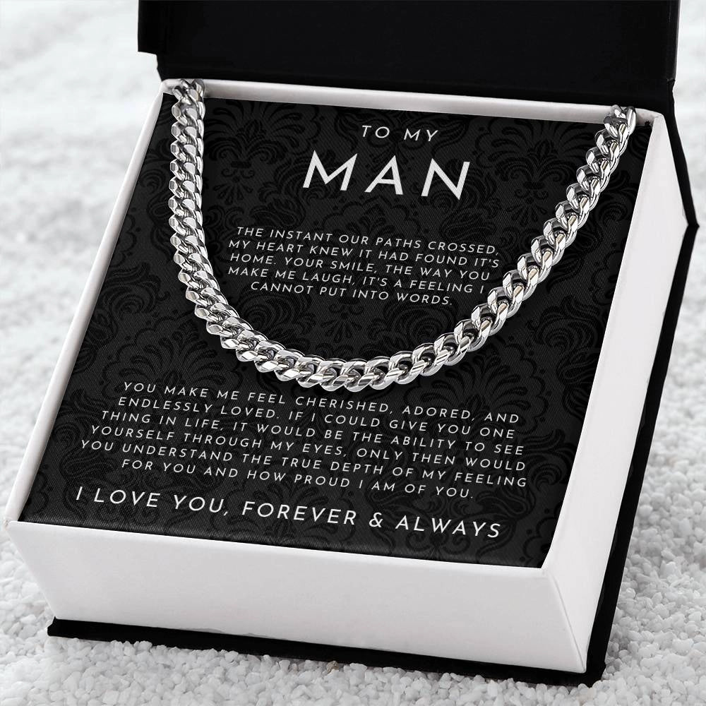 Engraved Men's "To My Man" Love Pendant Necklace Gift
 - ModishWorld