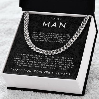 Engraved Men's "To My Man" Love Pendant Necklace Gift
 - ModishWorld