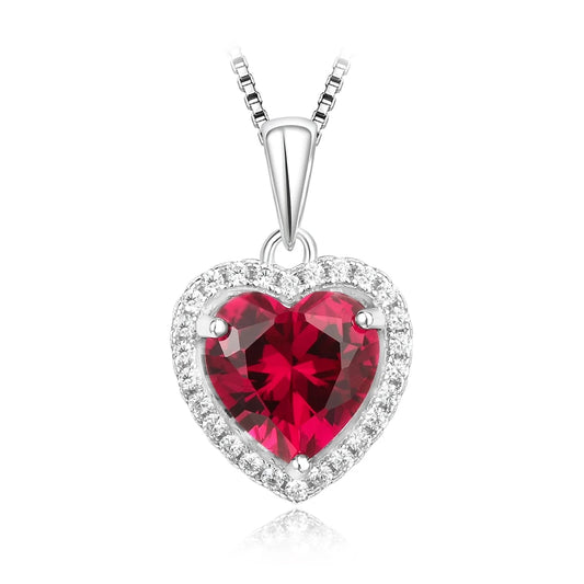 Ruby Heart Pendant Necklace in Sterling Silver - Romantic Red
 - ModishWorld