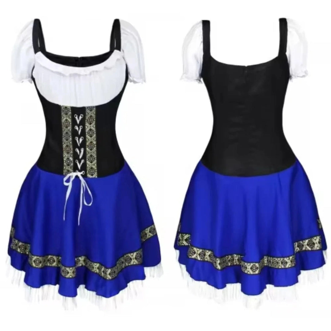 Bavarian Oktoberfest Dirndl for Women in Royal Blue
 - ModishWorld