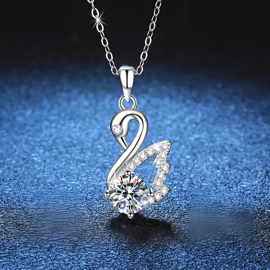 Elegant Bridal Necklace: Sterling Silver Swan Pendant with Diamonds
 - ModishWorld