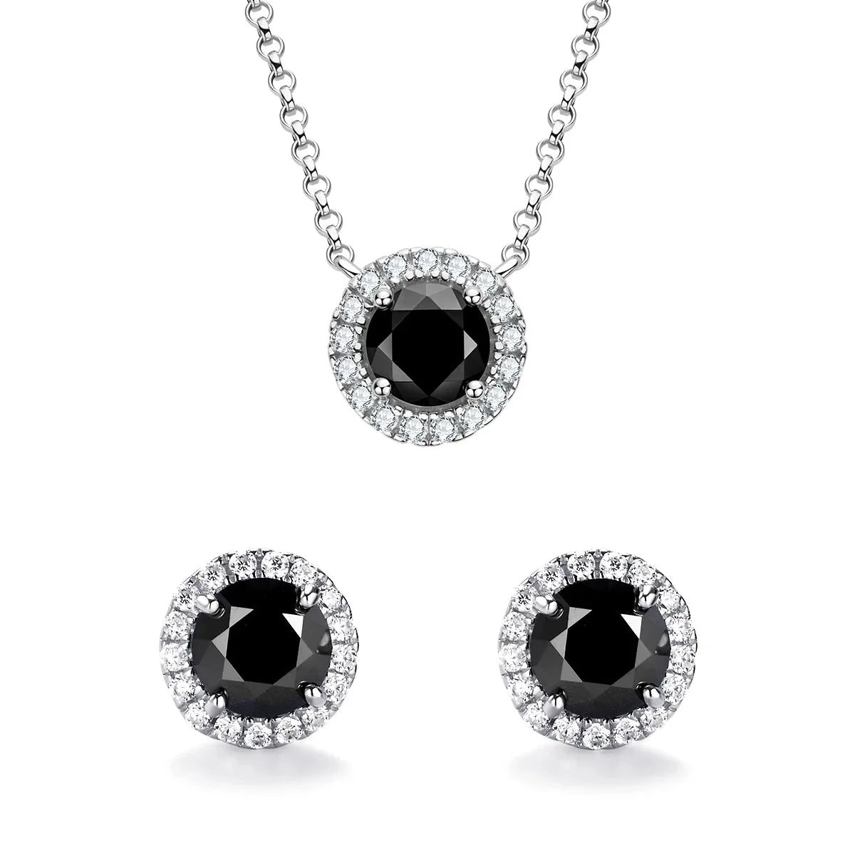 GRA Certified Black Moissanite Pendant and Sterling Silver Jewelry Set (S925)
 - ModishWorld