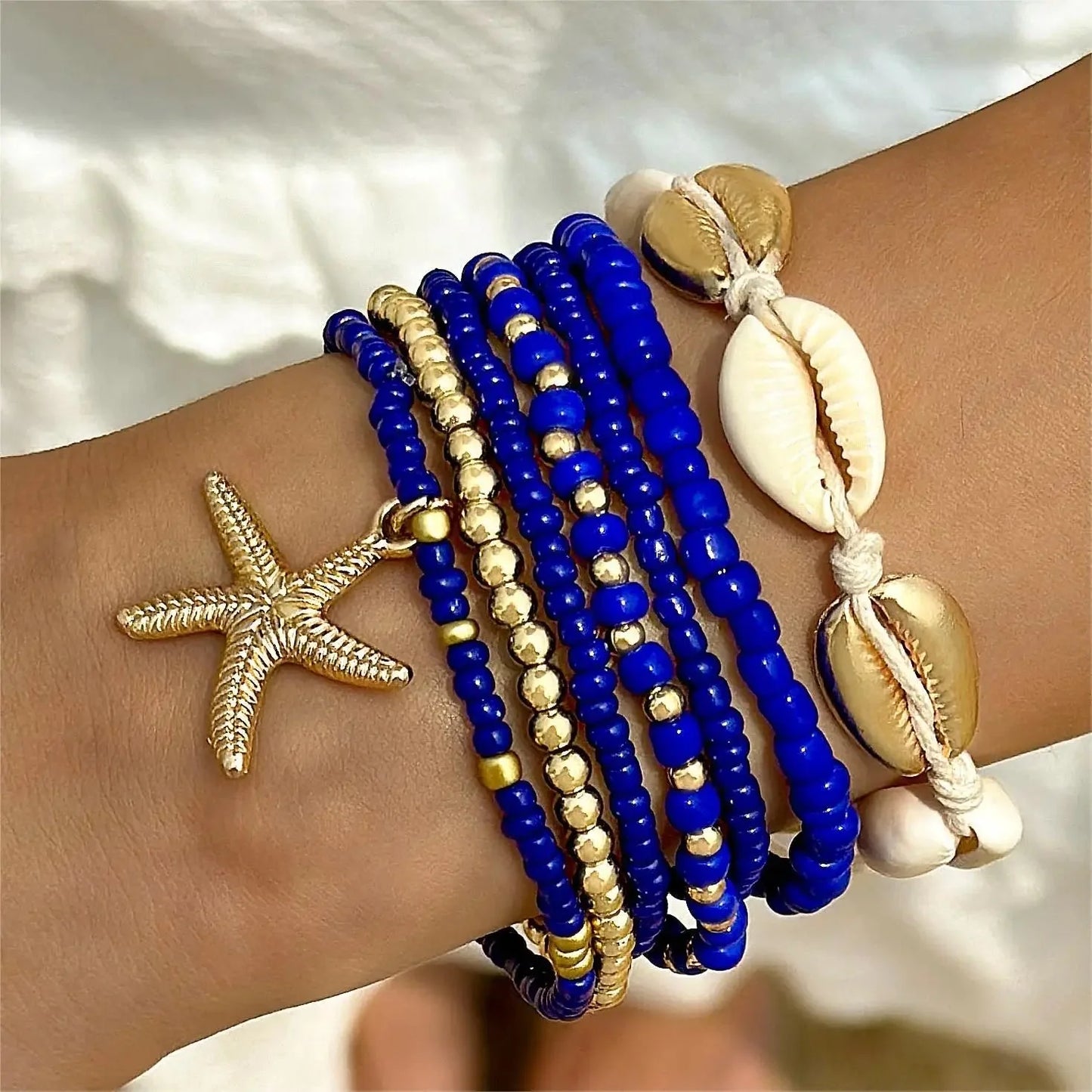 Bohemian Beach Bracelets: Shells & Starfish Bead Set
 - ModishWorld