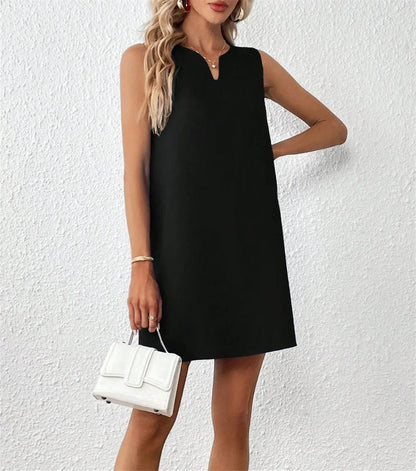Black A-Line Sleeveless Tank Dress: Minimalist & Versatile Summer Style
 - ModishWorld