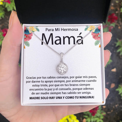 Silver "Para Mi Hermosa Mamá" Mother's Necklace with Floral Gift Box
 - ModishWorld