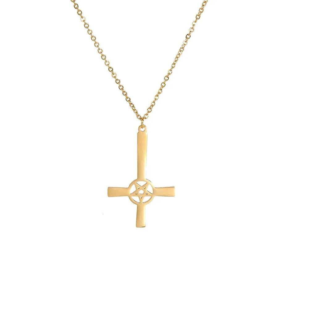 Silver Gear Cross Necklace: Steampunk Industrial Christian Design
 - ModishWorld