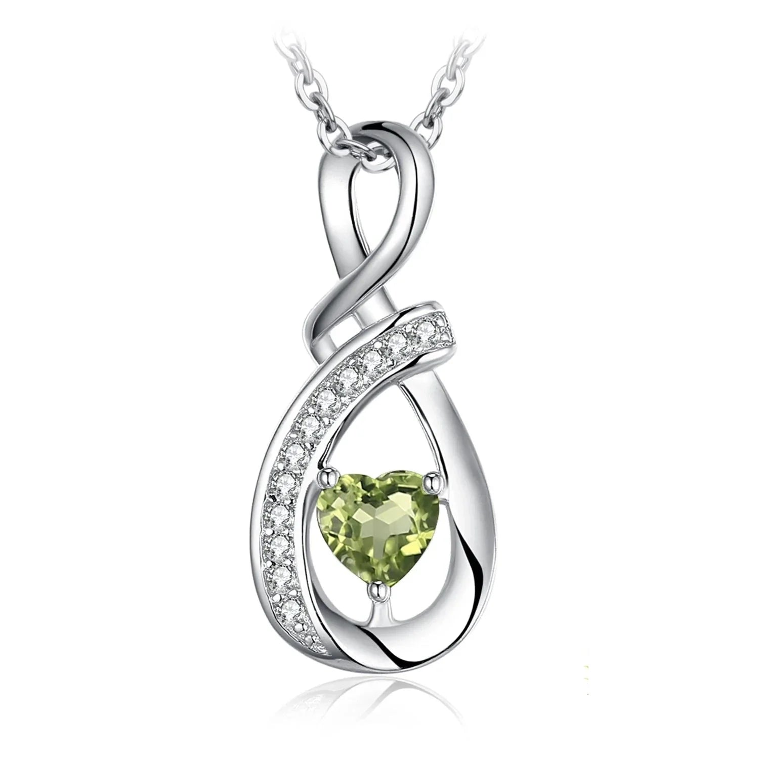 Elegant Sterling Silver 925 Infinity Necklace with Green Gemstone Pendant - Perfect Gift
 - ModishWorld