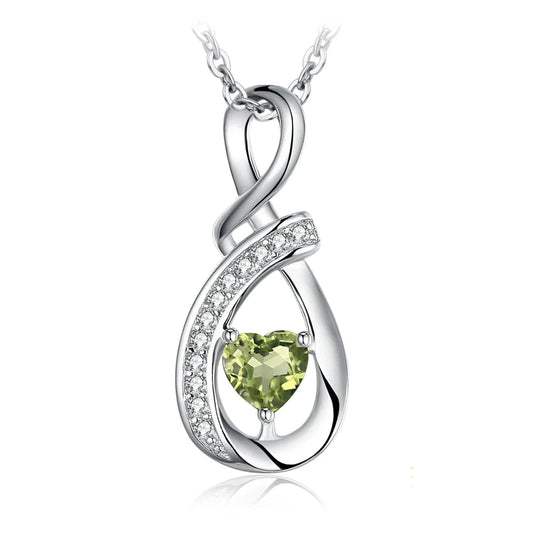 Elegant Sterling Silver 925 Infinity Necklace with Green Gemstone Pendant - Perfect Gift
 - ModishWorld