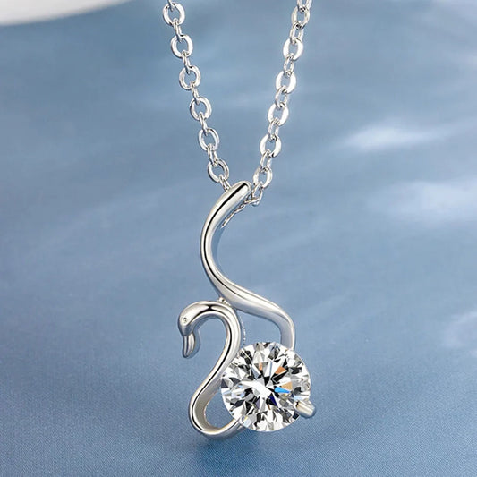 Elegant Crystal Swan Sterling Silver Pendant Necklace for Weddings
 - ModishWorld
