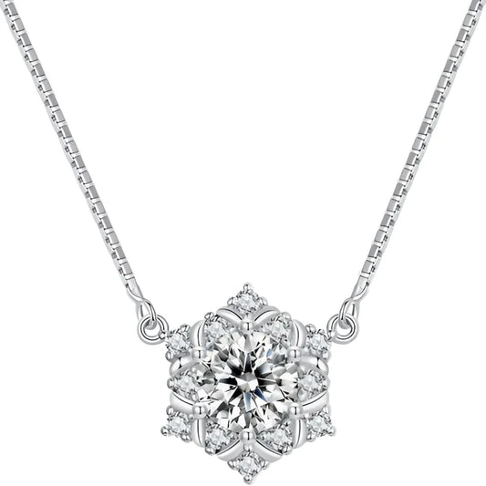 Cubic Zirconia Bridal Necklace with Sterling Silver Floral Cluster
 - ModishWorld