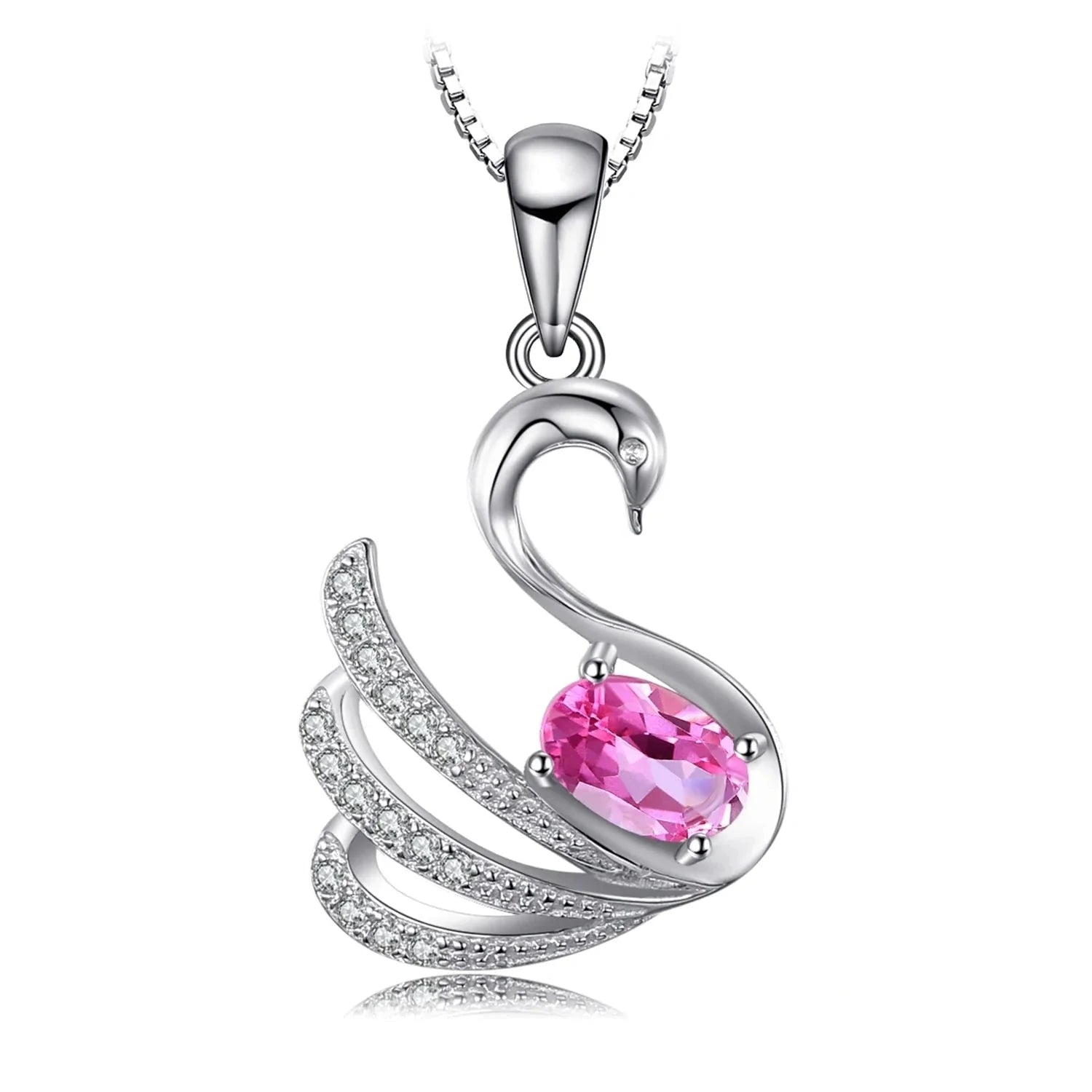 Elegant Sterling Silver Swan Pendant with Pink Gemstone - Perfect Gift
 - ModishWorld