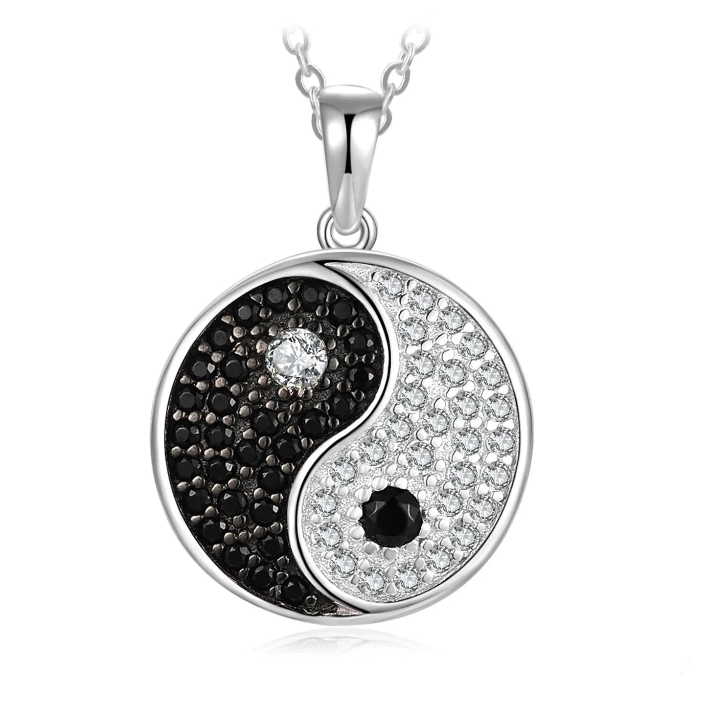925 Sterling Silver Yin Yang Pendant with Black and White Cubic Zirconia
 - ModishWorld