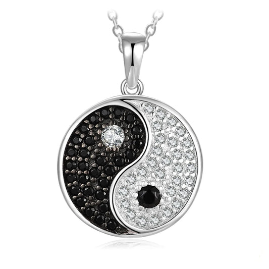 925 Sterling Silver Yin Yang Pendant with Black and White Cubic Zirconia
 - ModishWorld
