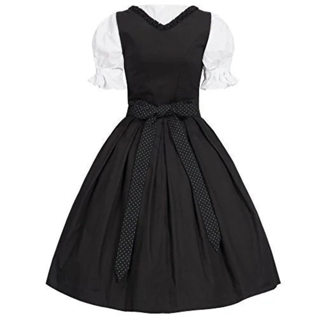 Bavarian Oktoberfest Costume: Traditional Black Knee-Length Dirndl
 - ModishWorld