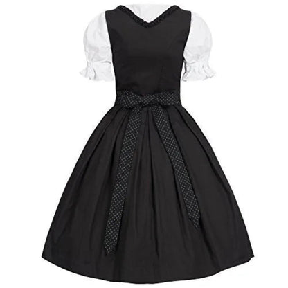 Bavarian Oktoberfest Costume: Traditional Black Knee-Length Dirndl
 - ModishWorld