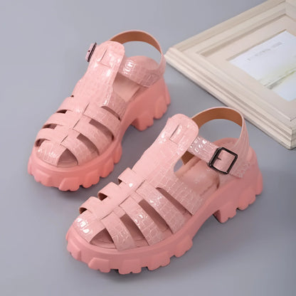 Stylish Pink Jelly Sandals for Women: Waterproof, Buckle Closure, Summer Style
 - ModishWorld