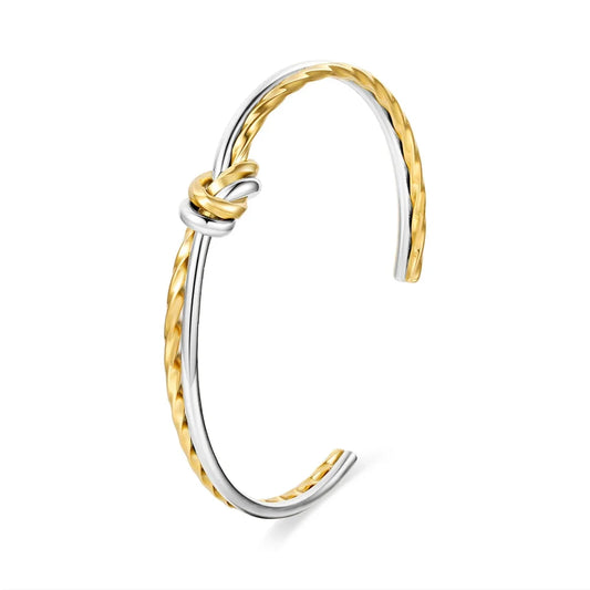 Men's & Women's Gold and Silver Two-Tone Knot Cuff Bracelet
 - ModishWorld