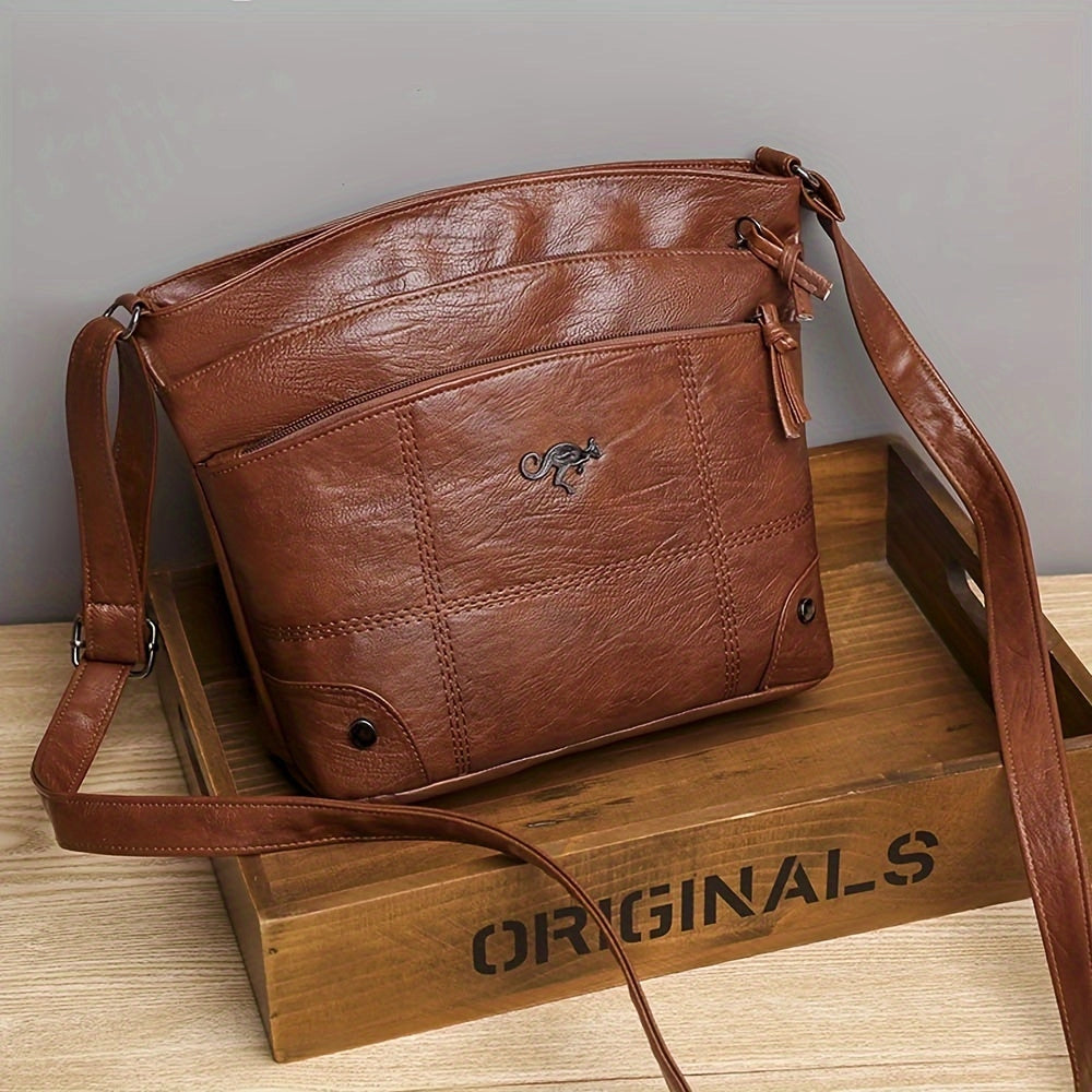 Men's Vintage Brown Leather Messenger Bag with Adjustable Strap for Travel
 - ModishWorld