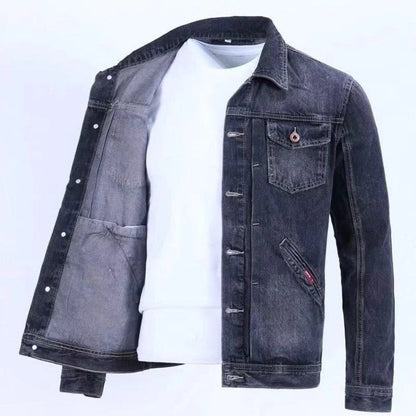Men's Black Denim Jacket - Vintage, Distressed, Casual Streetwear Style
 - ModishWorld