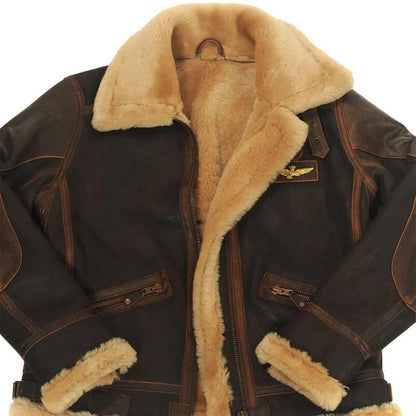 WWII Aviator Style Fleece-Lined Vintage Leather Bomber Jacket
 - ModishWorld