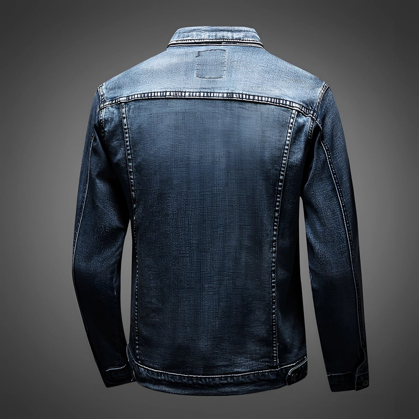 Classic Trucker Denim Jacket for Men, Vintage Dark Wash Distressed
 - ModishWorld