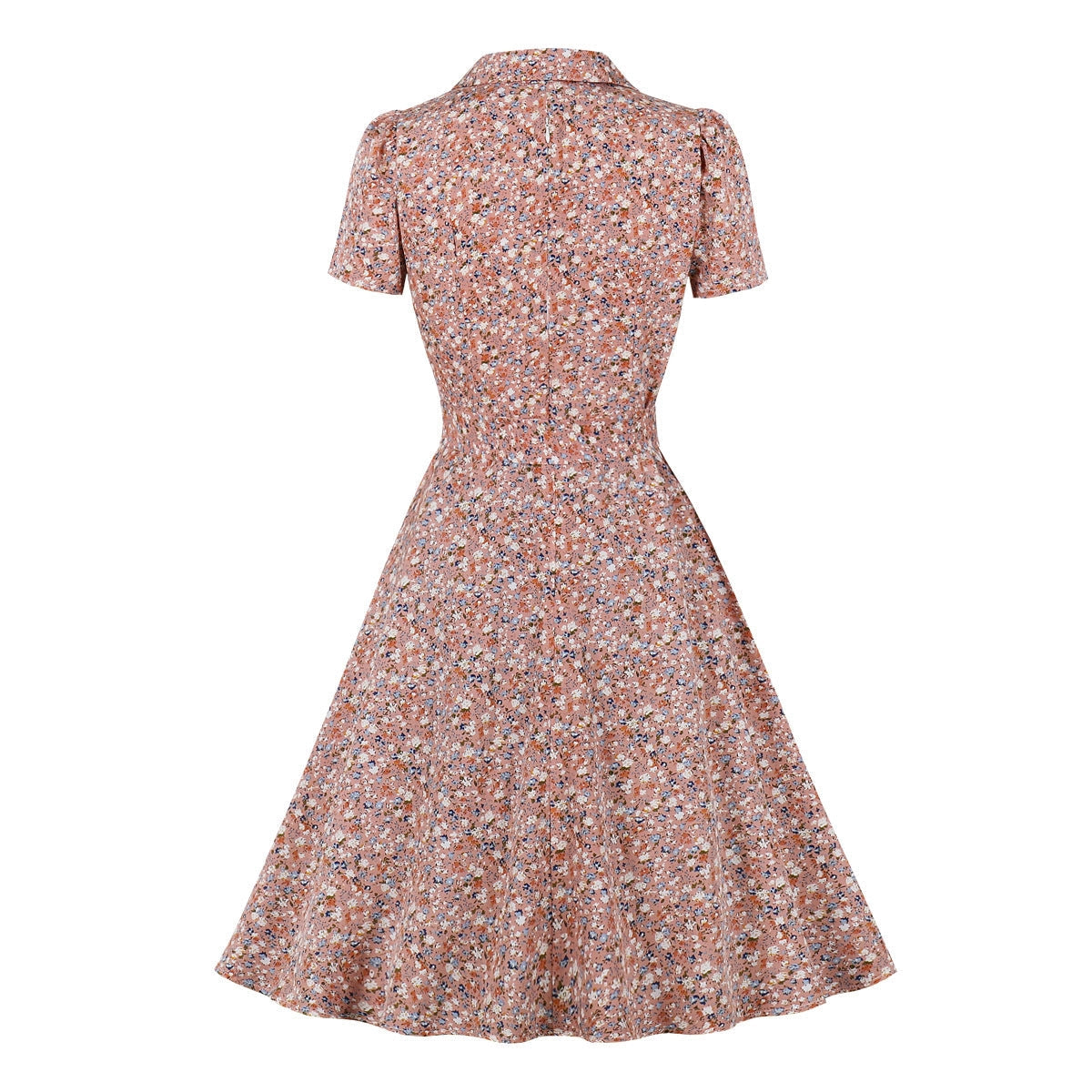 Women's Vintage Floral A-line Midi Dress with Polka Dots
 - ModishWorld