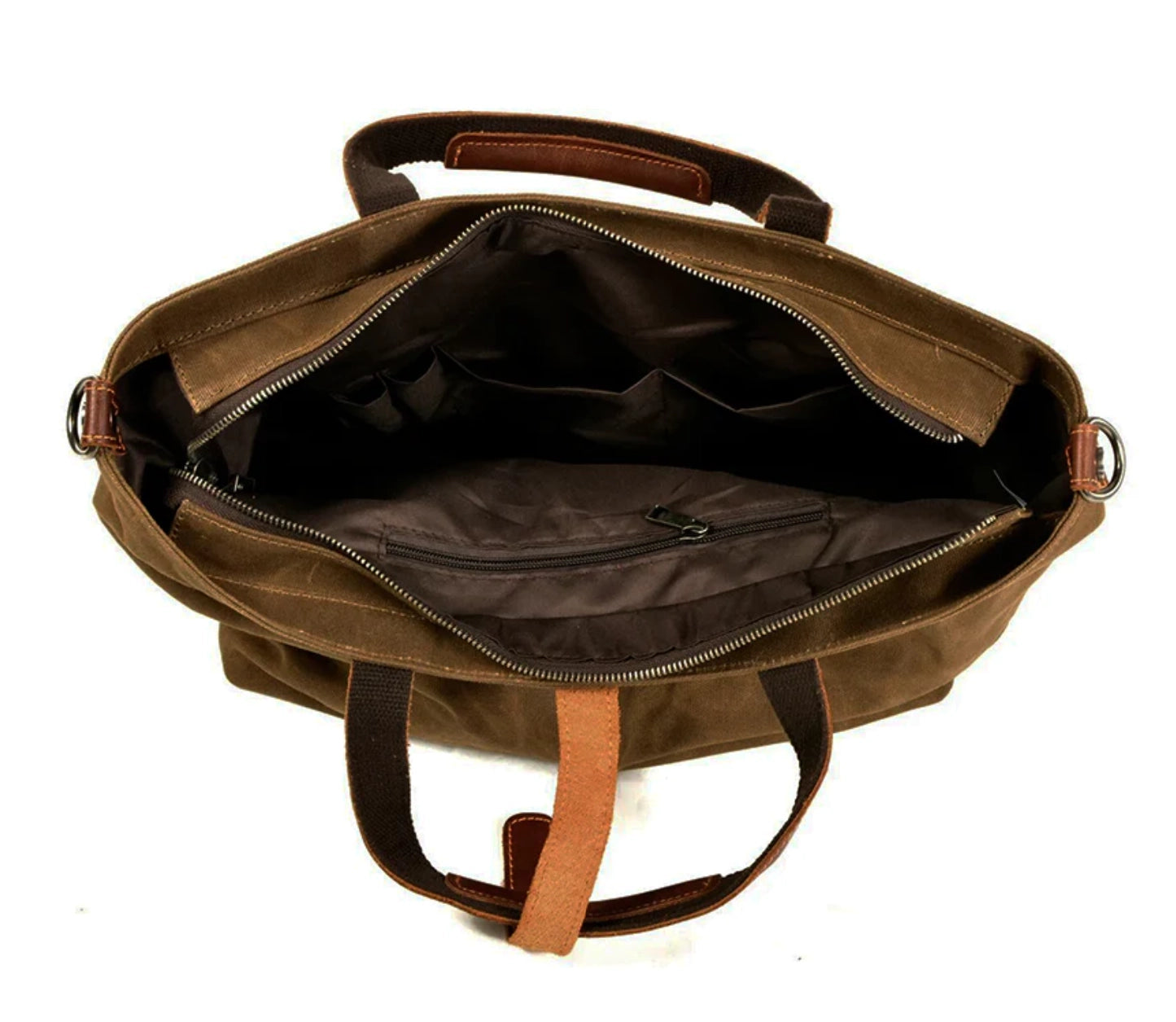 Durable Vintage Waxed Canvas Messenger Bag with Leather Strap & Ample Space
 - ModishWorld