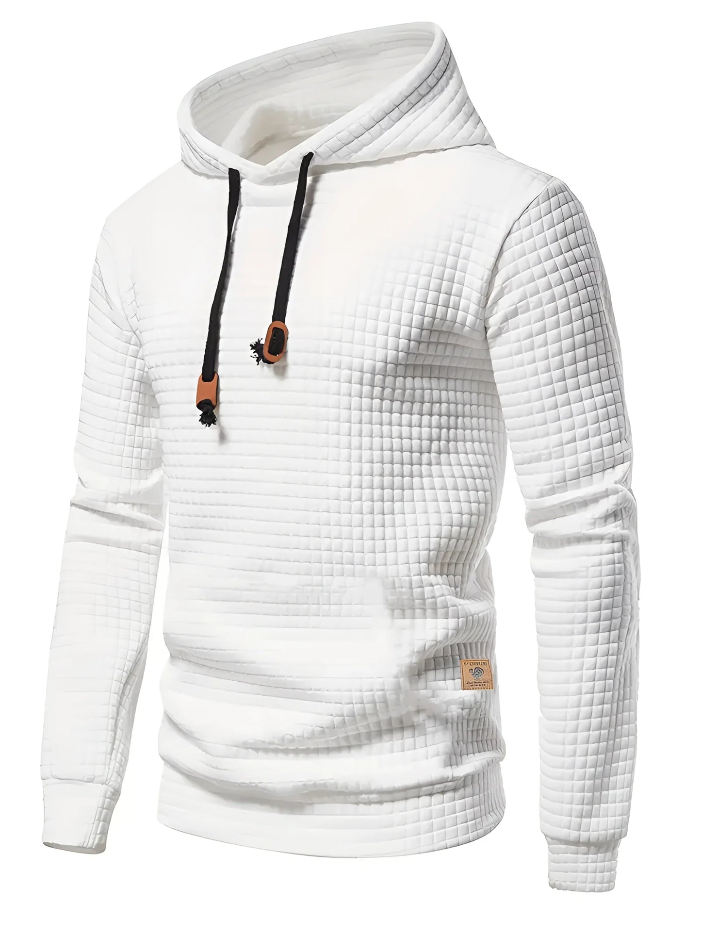 Men's White Quilted Cowl Neck Hoodie for Winter
 - ModishWorld