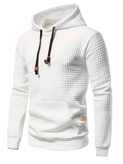 Men's White Quilted Cowl Neck Hoodie for Winter
 - ModishWorld