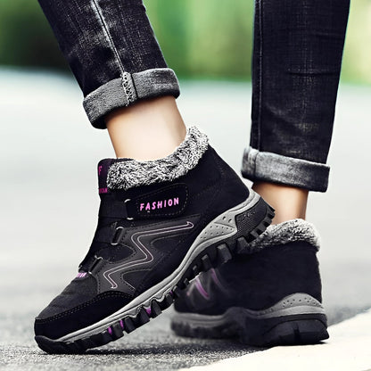 Winter Hiking Boots for Women: Black, Fur-Lined, Insulated, and Non-Slip
 - ModishWorld