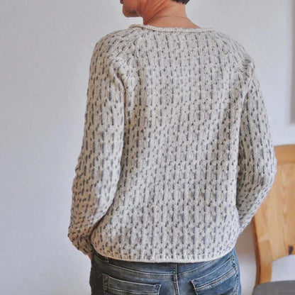 Hand-knitted grey wool sweater for women, chunky style, eco-friendly
 - ModishWorld
